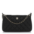 Caviar Quilted Purse With Chain Black