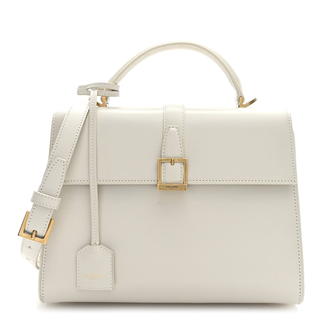 Shiny Calfskin Le Fermoir Top Handle Bag Small Crema Soft