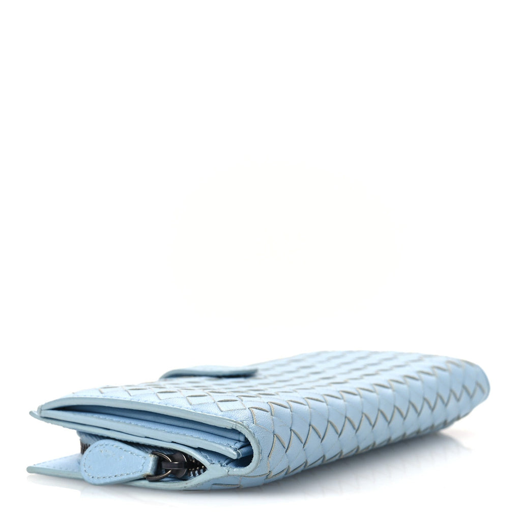 Nappa Intrecciato Continental Flap Wallet Light Blue