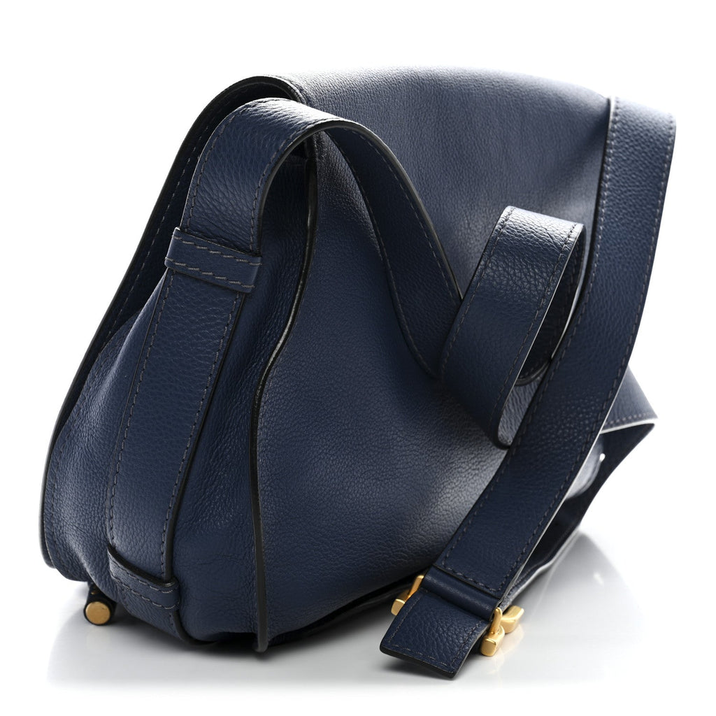 Calfskin Medium Marcie Round Crossbody Bag Navy