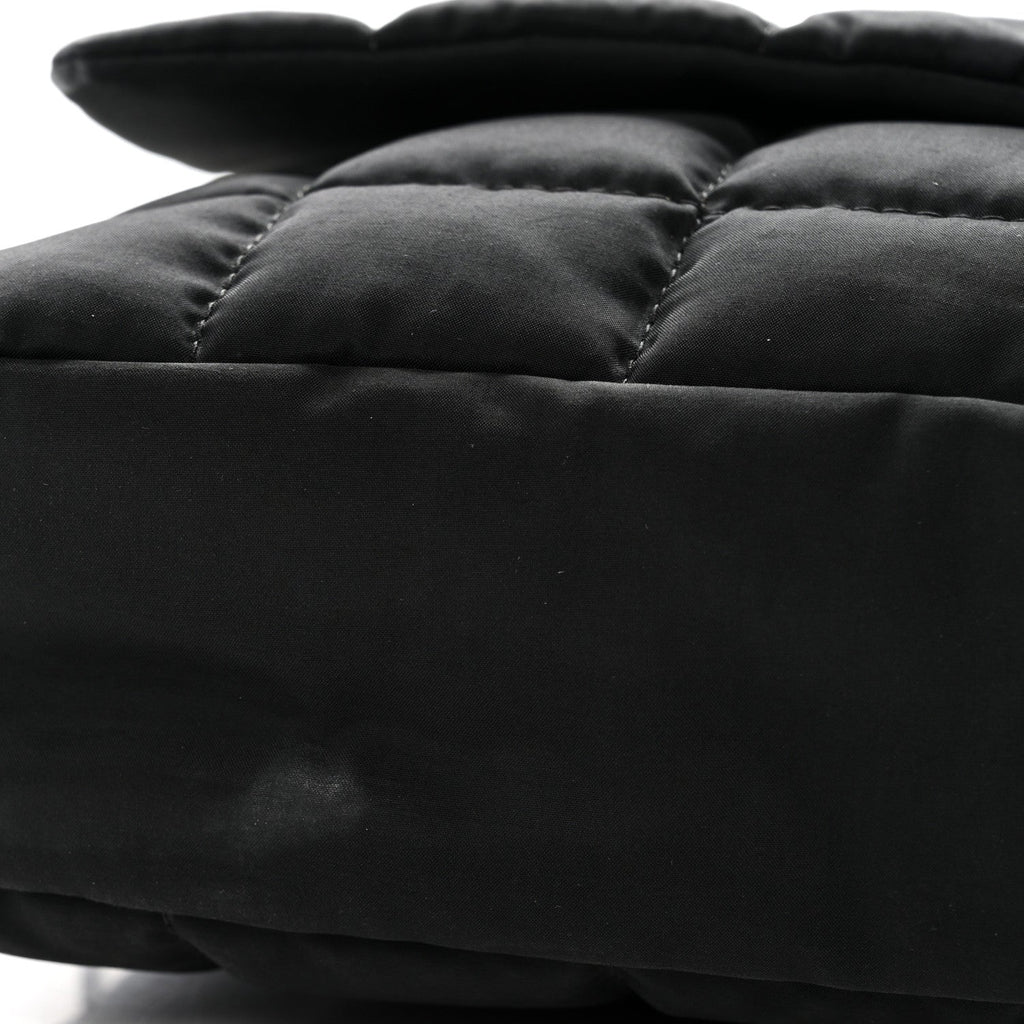 Nylon Square Quilted Flap Black
