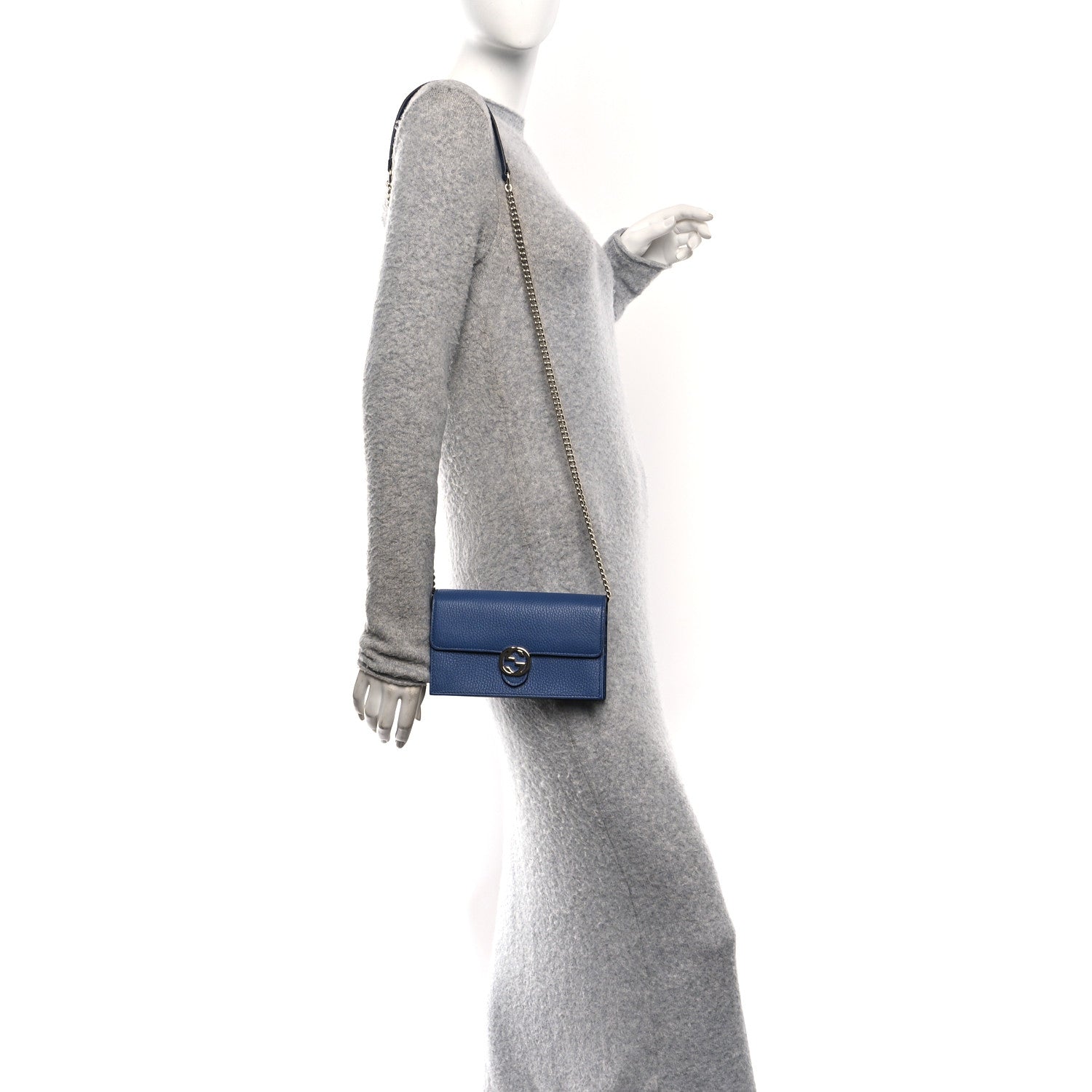 Dollar Calfskin Interlocking G Chain Wallet Caspian