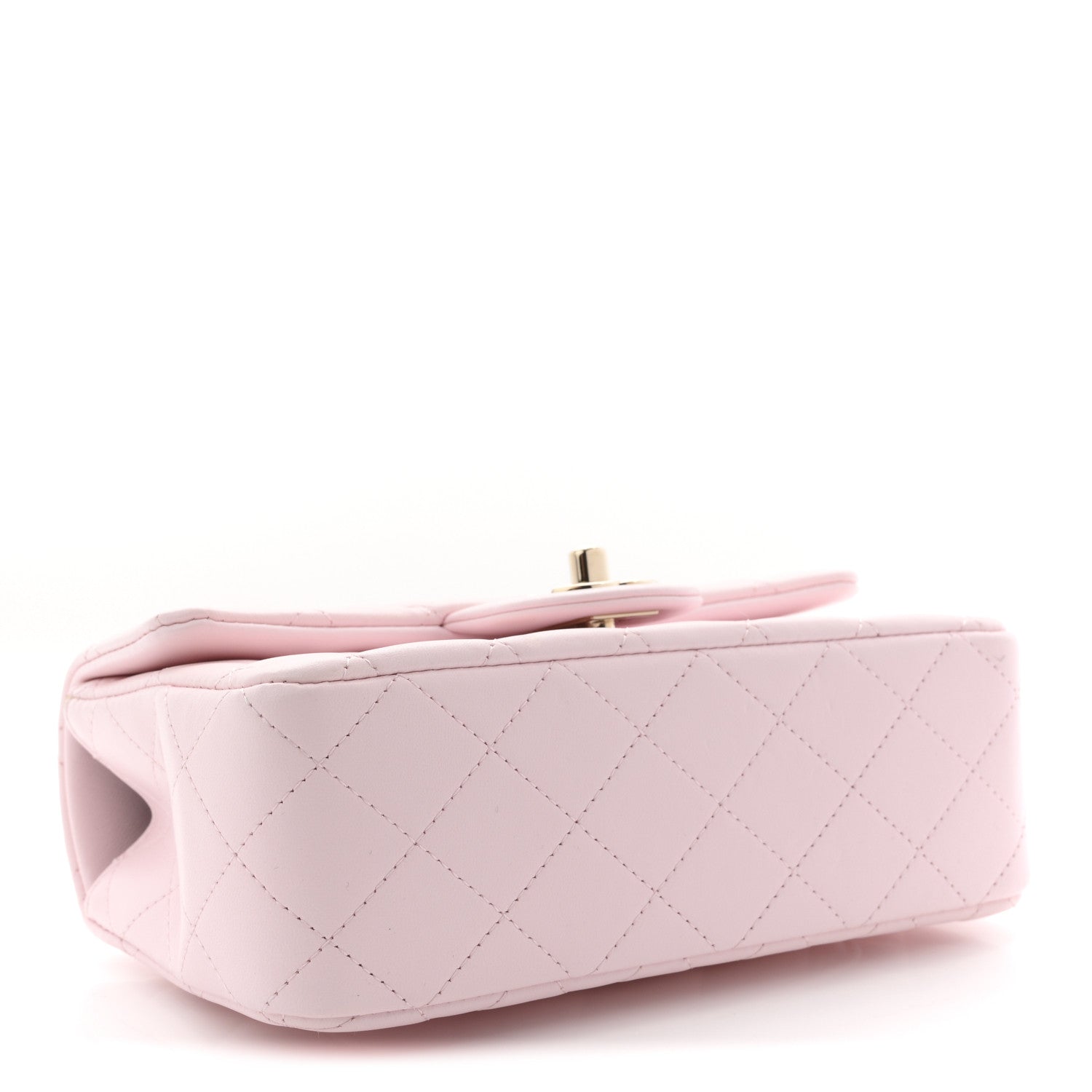 Lambskin Quilted Mini Top Handle Rectangular Flap Light Pink