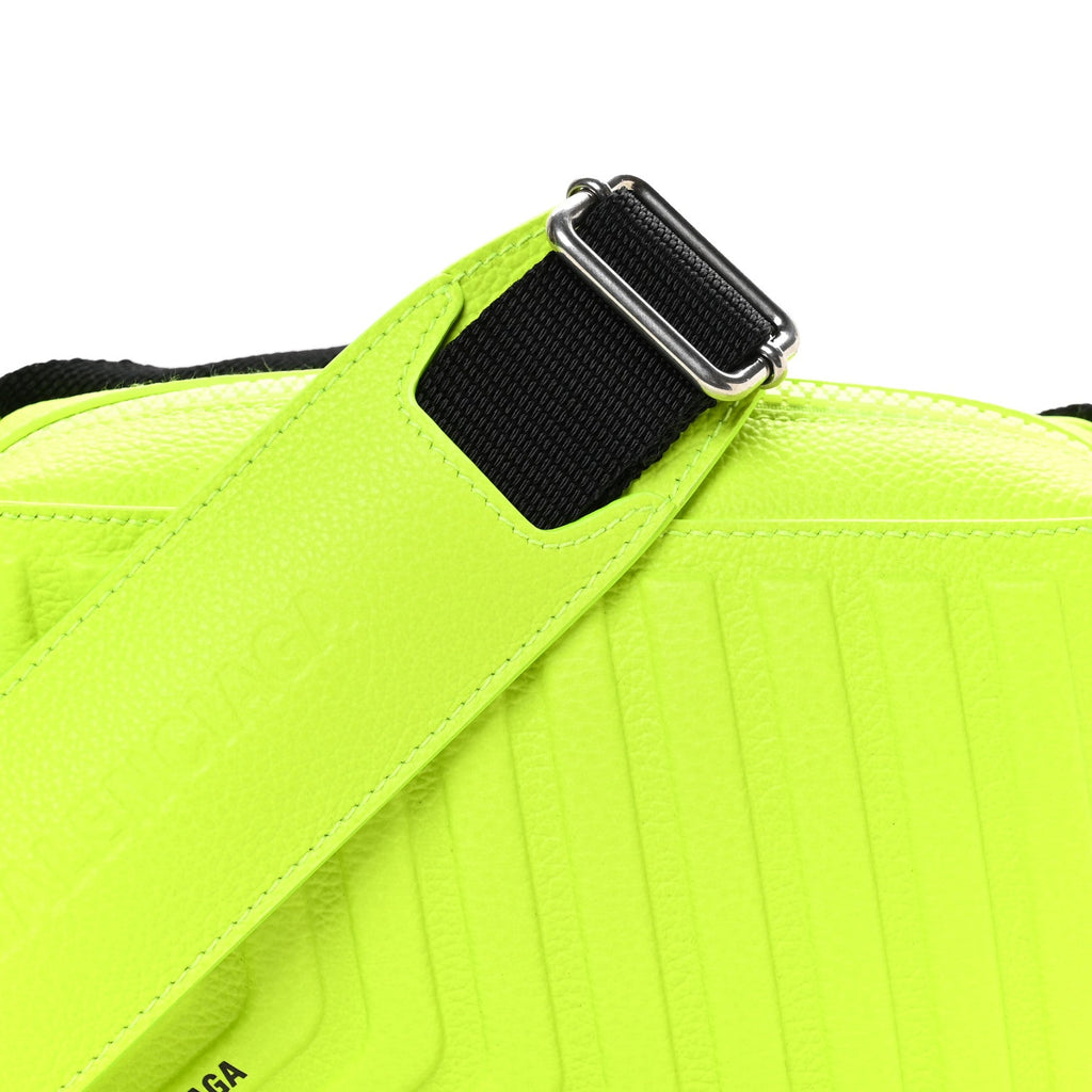 Grained Calfskin Embossed Car Camera Bag Yellow Fluo Black