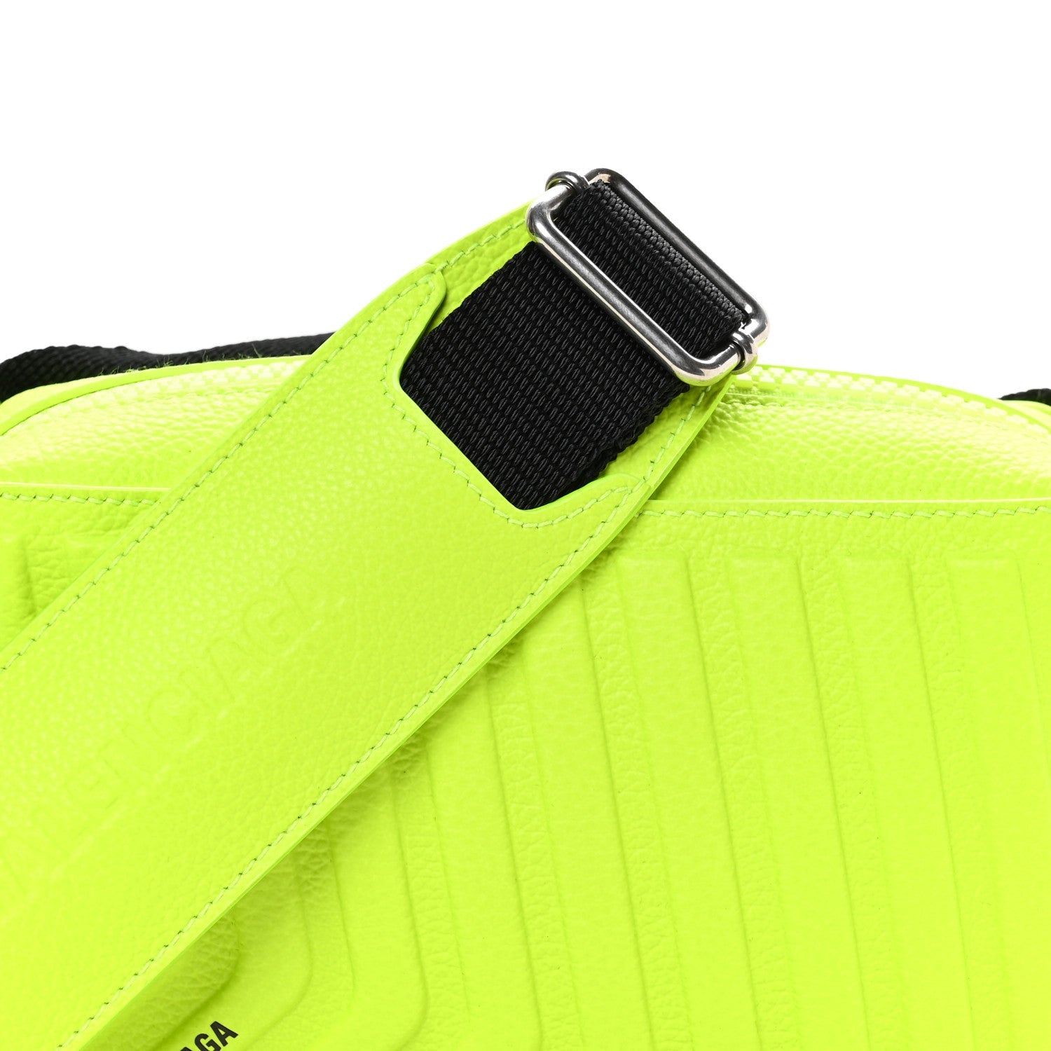 Grained Calfskin Embossed Car Camera Bag Yellow Fluo Black