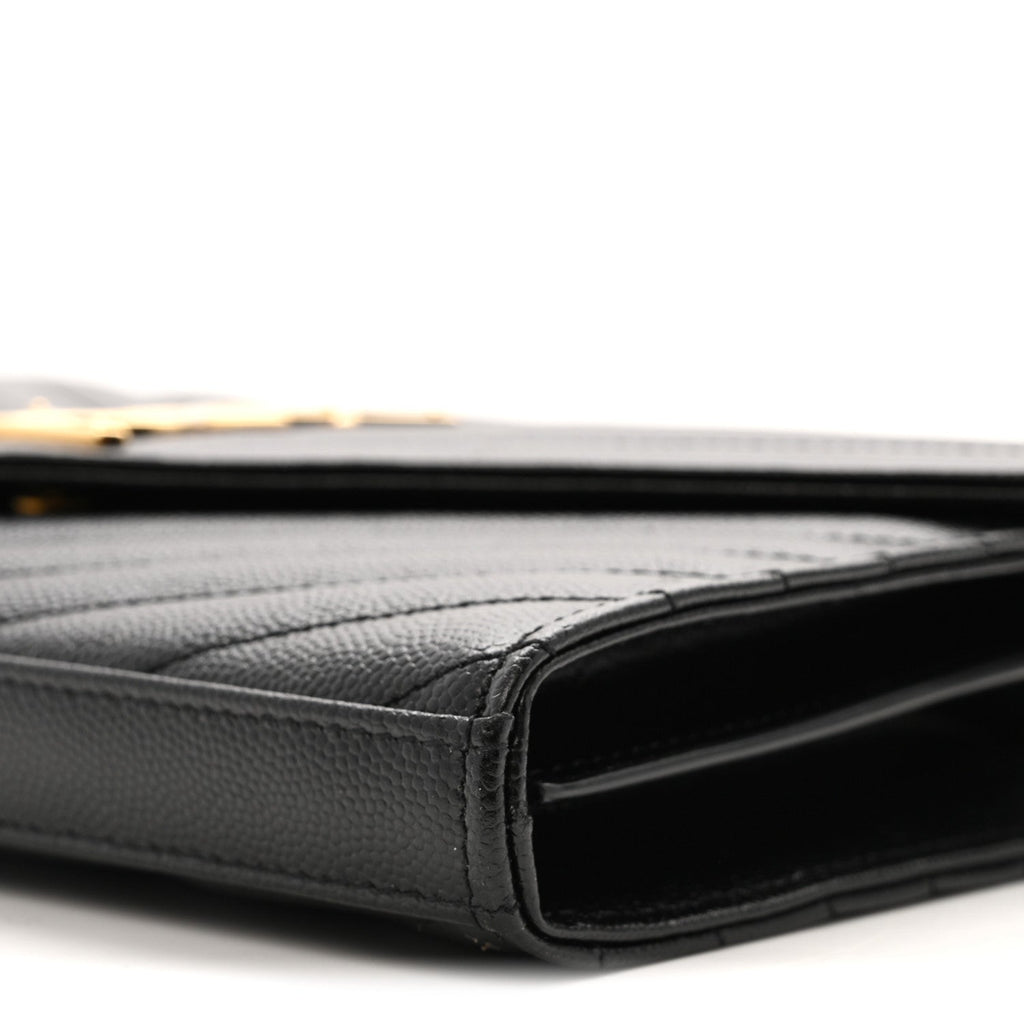 Grain De Poudre Matelasse Chevron Monogram Chain Wallet Black
