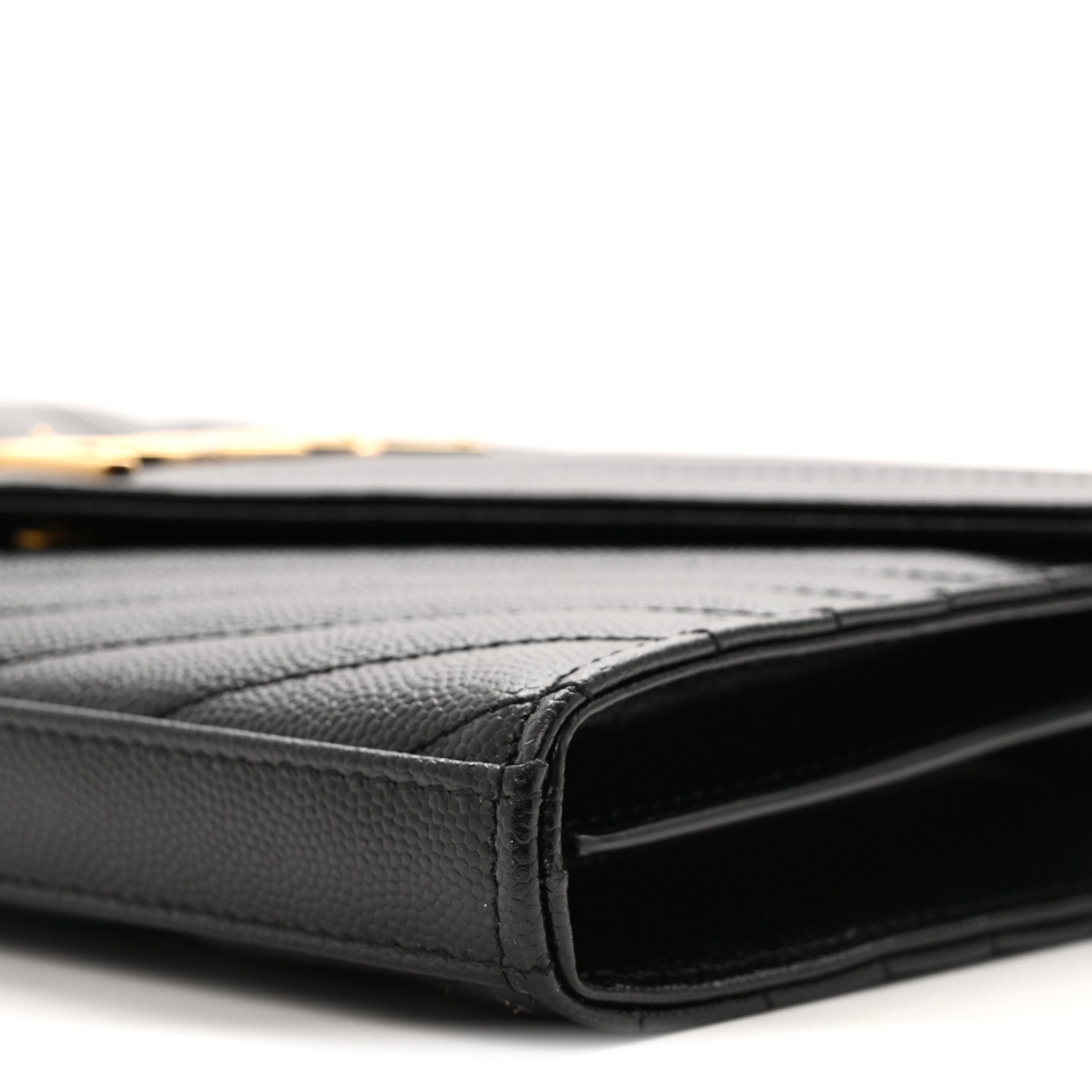 Grain De Poudre Matelasse Chevron Monogram Chain Wallet Black