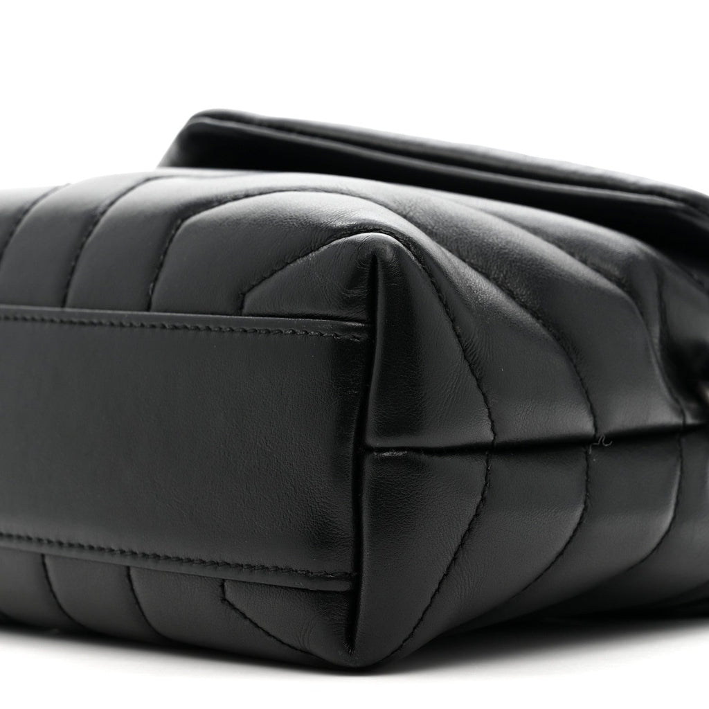 Calfskin Y Quilted Monogram Toy Loulou Crossbody Bag Black