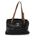 Glazed Calfskin On the Road Zip Tote Black