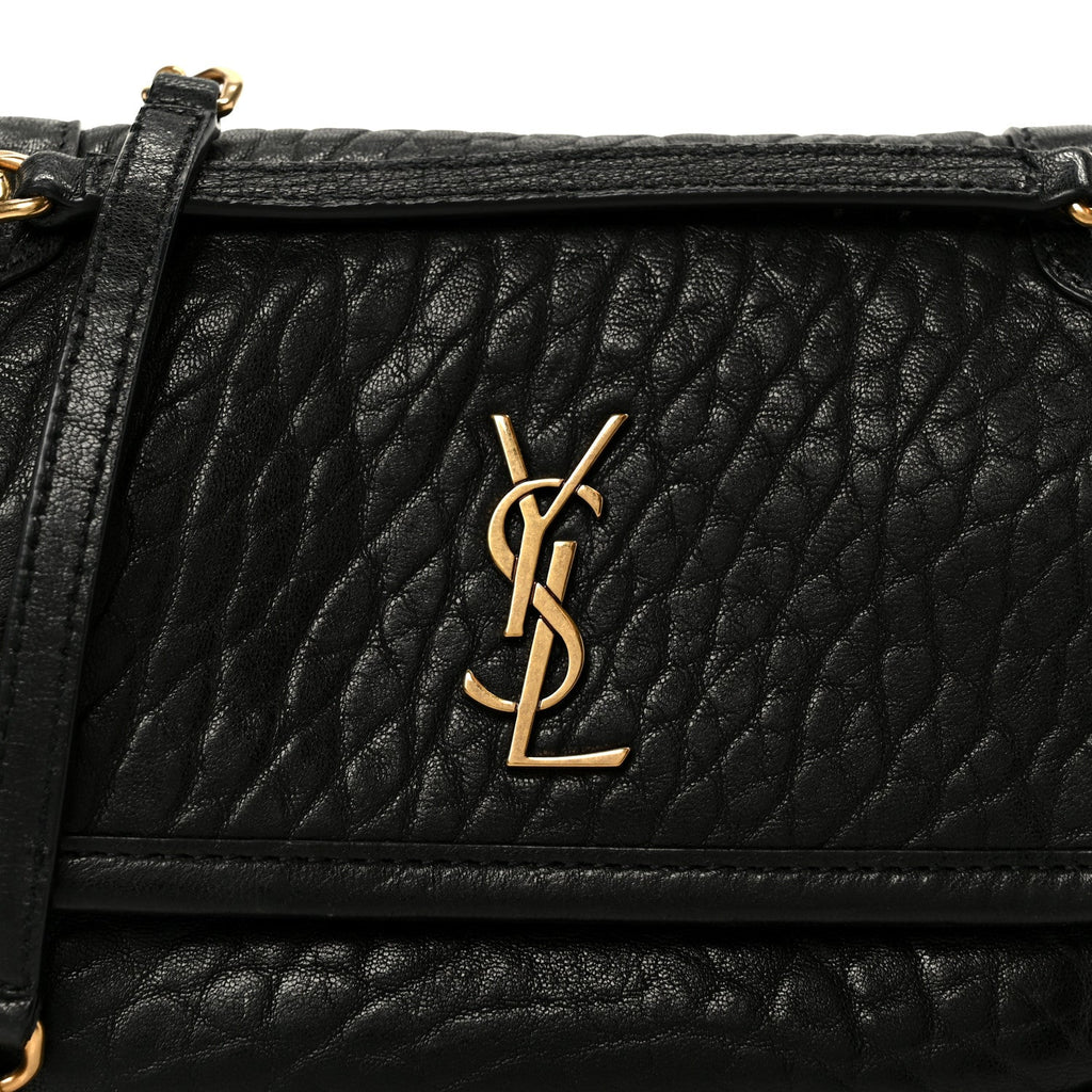 Grained Lambskin Monogram Mini Niki Chain Satchel Black