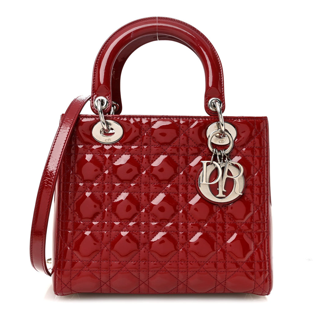Patent Cannage Medium Lady Dior Red