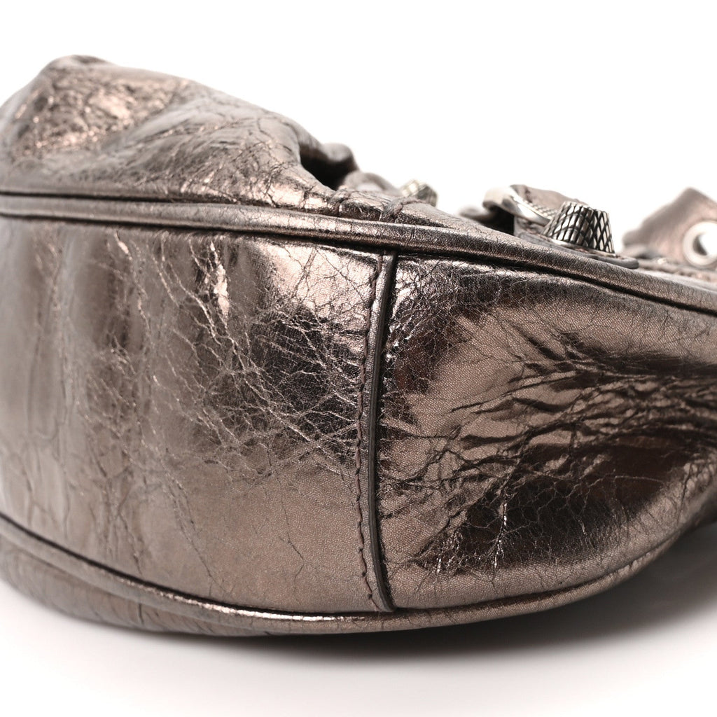 Metallic Agneau Arena Le Cagole Shoulder Bag XS Dark Bronze