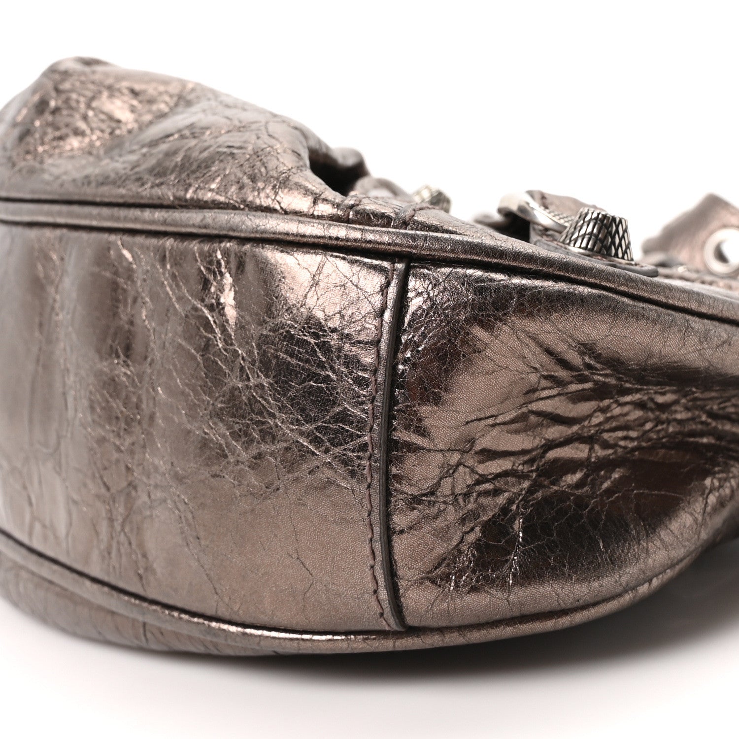 Metallic Agneau Arena Le Cagole Shoulder Bag XS Dark Bronze