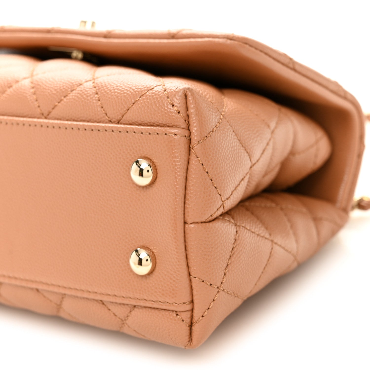 Caviar Quilted Mini Coco Handle Flap Brown