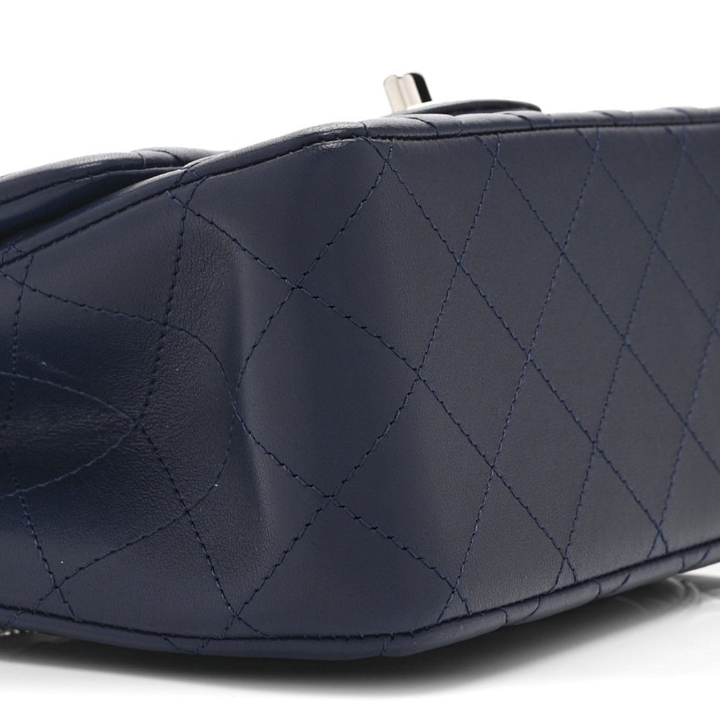 Lambskin Quilted Mini Square Flap Navy