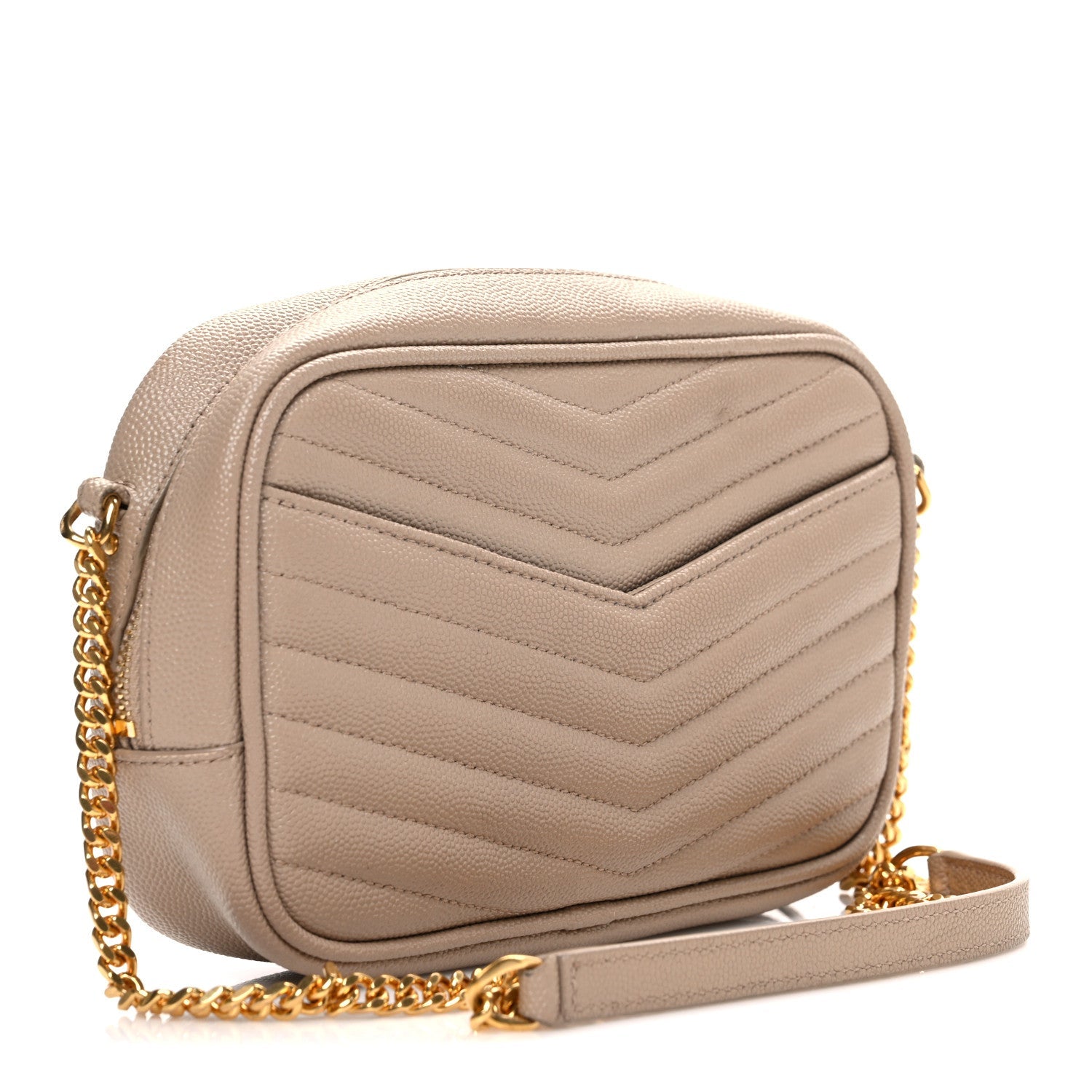 Grain De Poudre Matelasse Monogram Mini Lou Camera Bag Dark Beige
