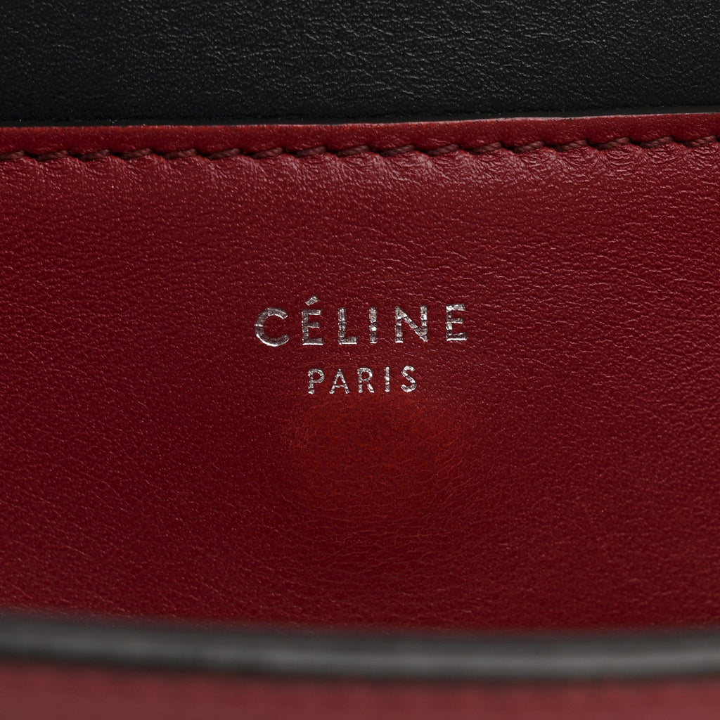 Shiny Smooth Calfskin Medium Frame Shoulder Bag Red Navy