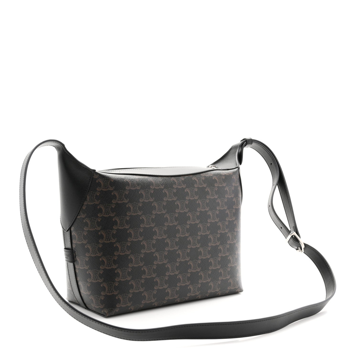 Triomphe Canvas Calfskin Harry Crossbody Bag Black