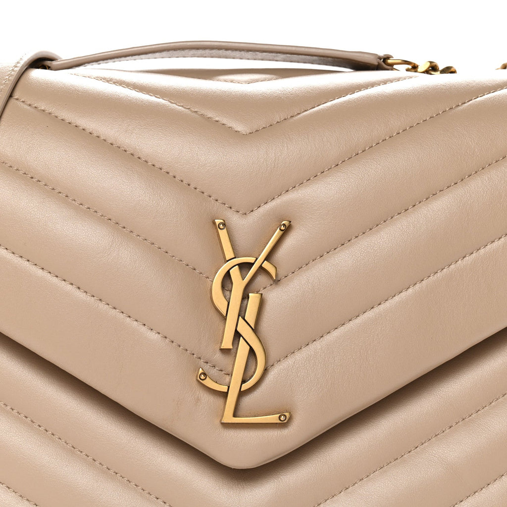 Calfskin Y Quilted Monogram Medium Loulou Chain Satchel Dark Beige