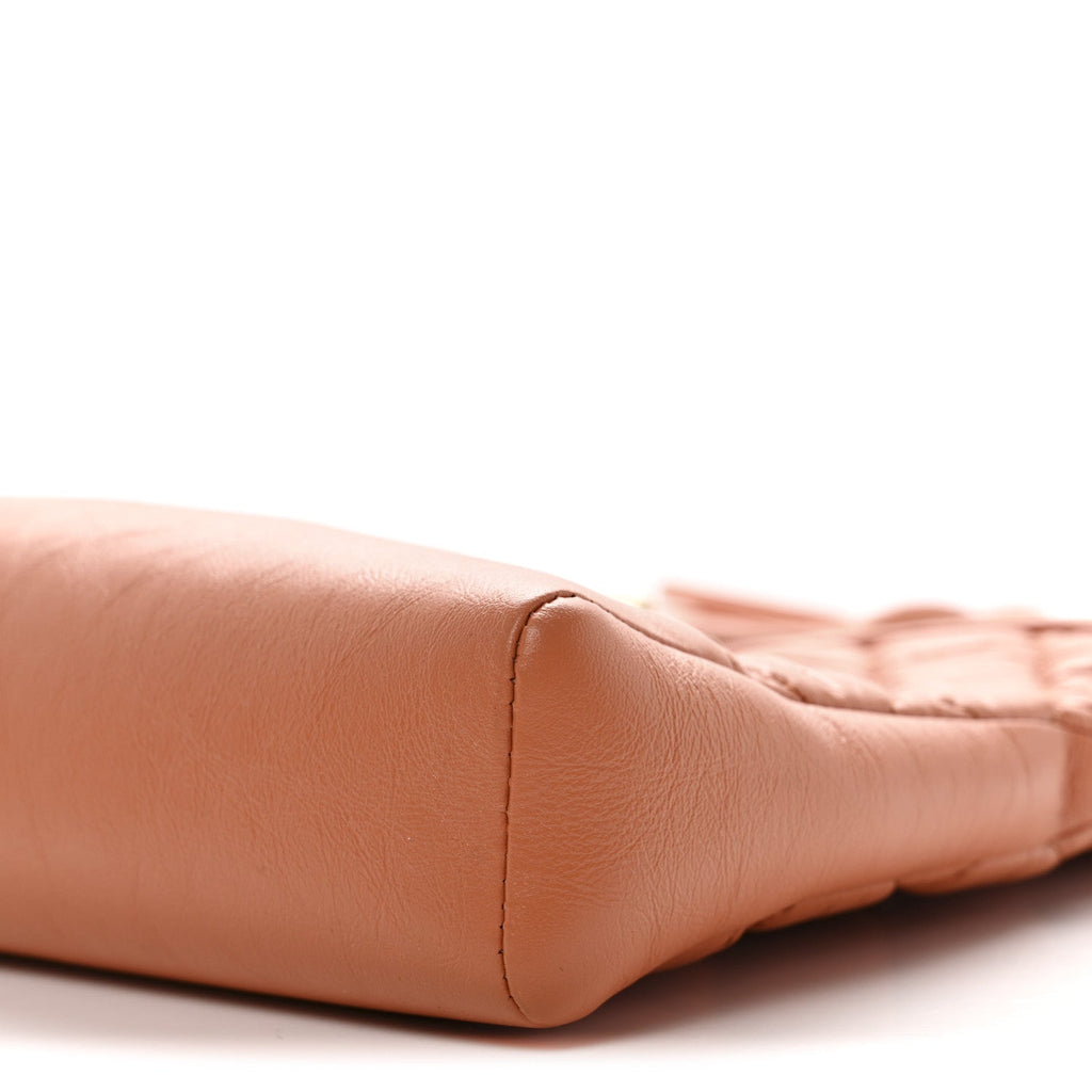 Shiny Crumpled Calfskin Quilted Mini 31 Shopping Bag Orange