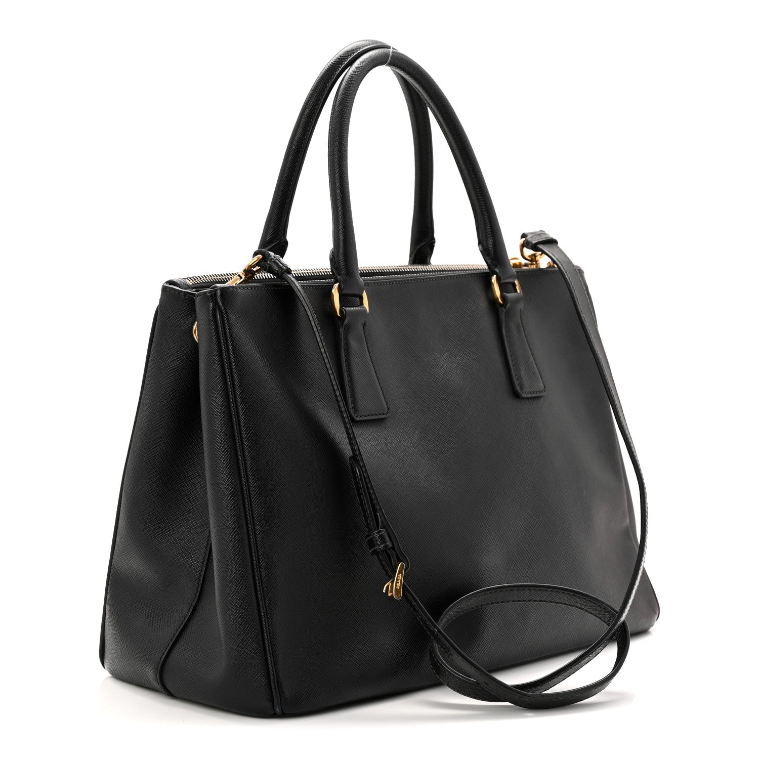 Saffiano Medium Galleria Double Zip Tote Black