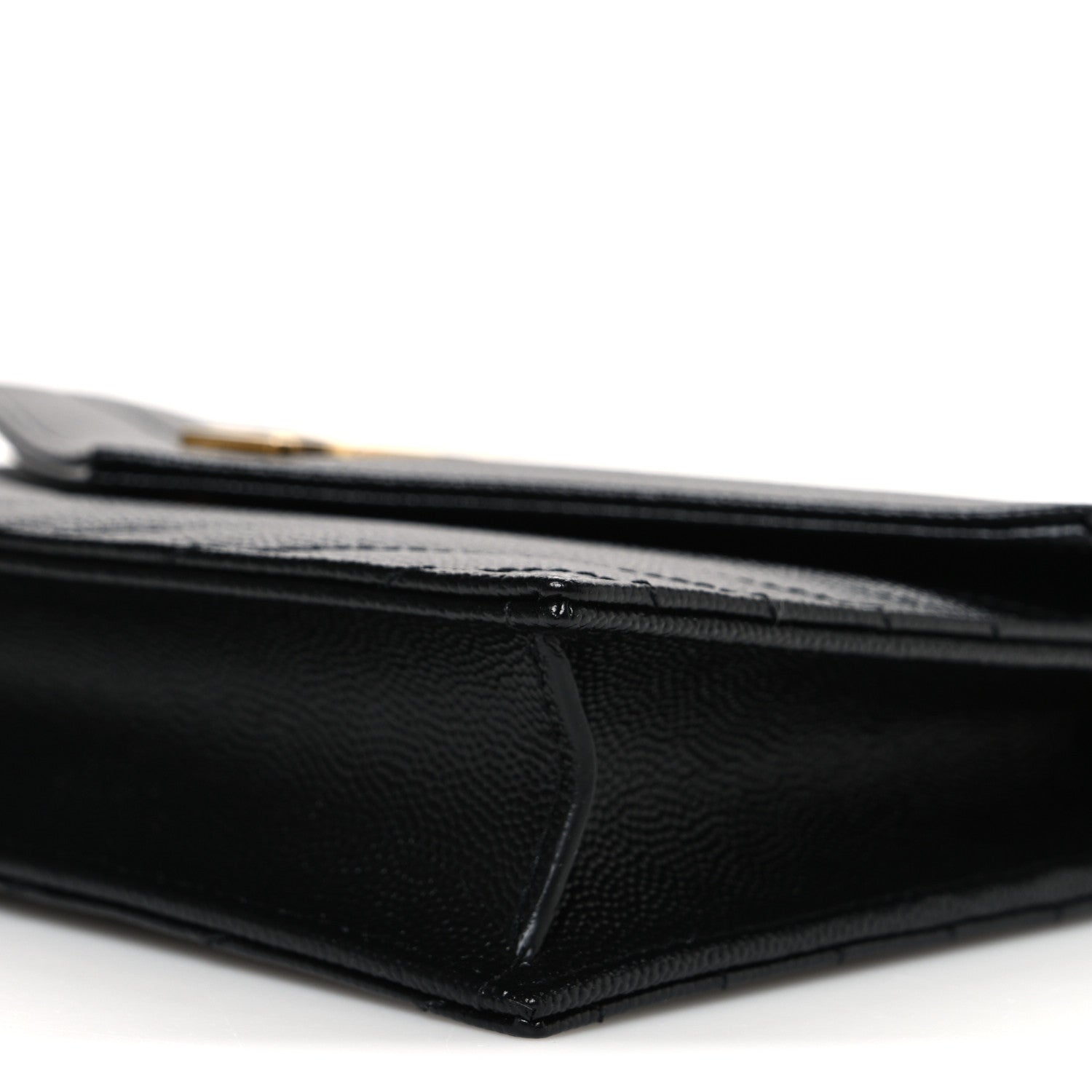 Grain De Poudre Matelasse Chevron Monogram Envelope Chain Wallet Black