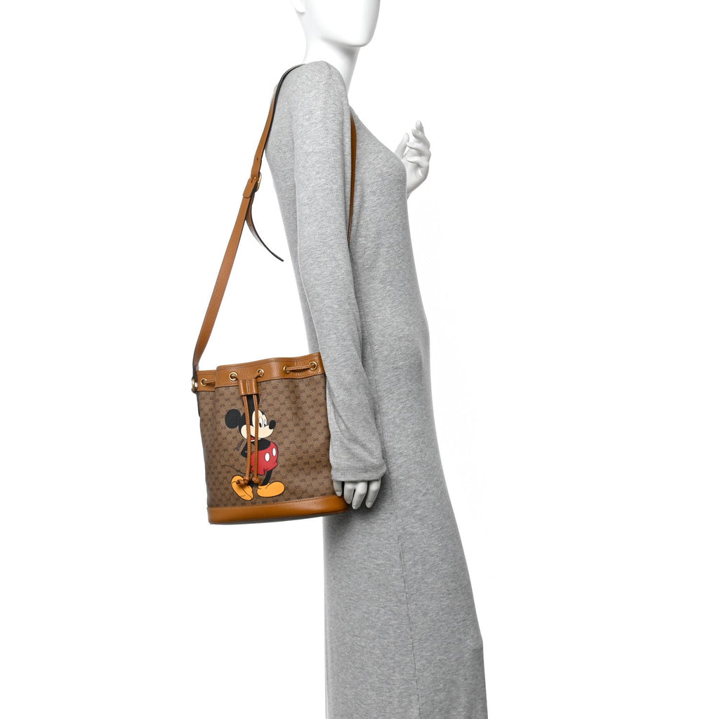 X DISNEY Mini Vintage GG Supreme Monogram Bucket Bag Beige Vintage Sun Oil