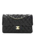 Lambskin Quilted Small Double Flap Black