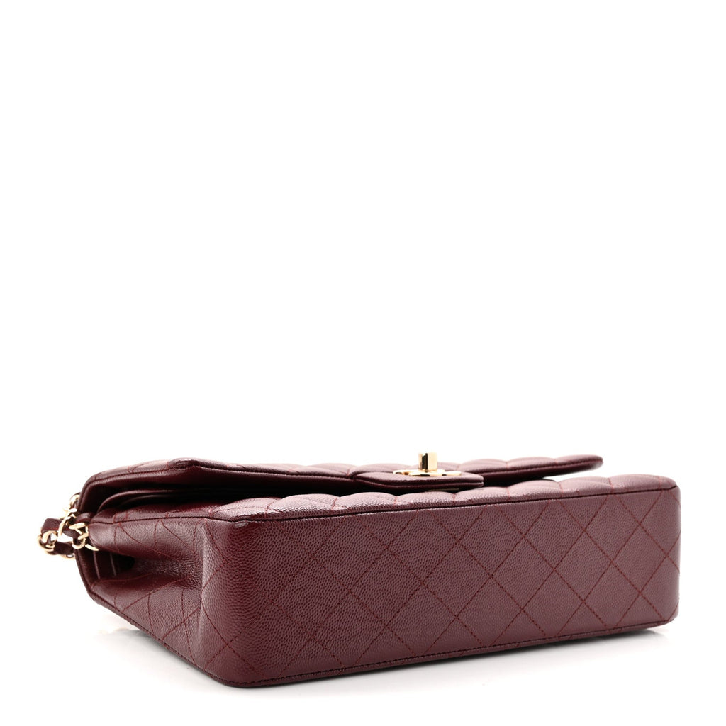 Caviar Quilted Medium Double Flap Burgundy