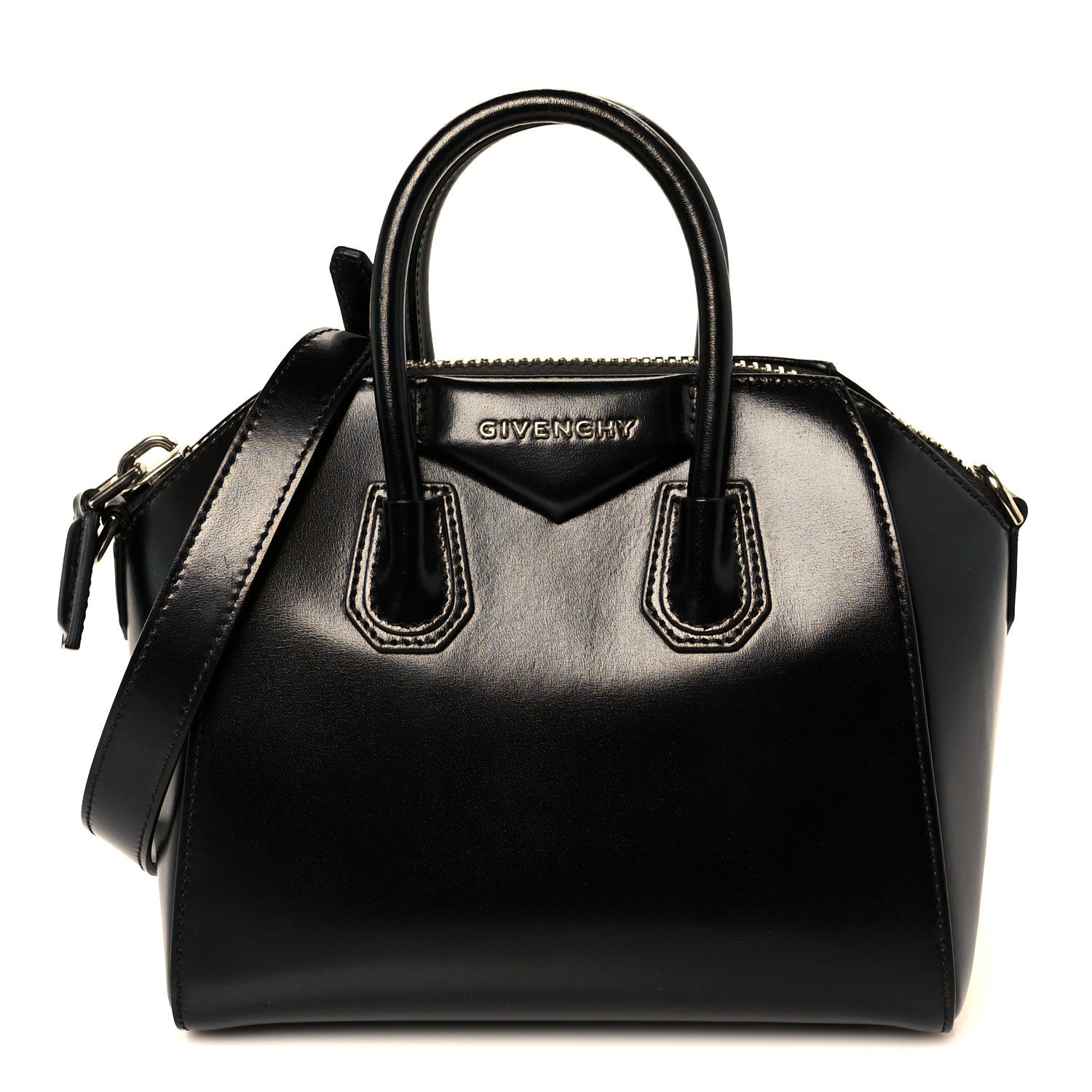 Shiny Lord Calfskin Mini Antigona Black