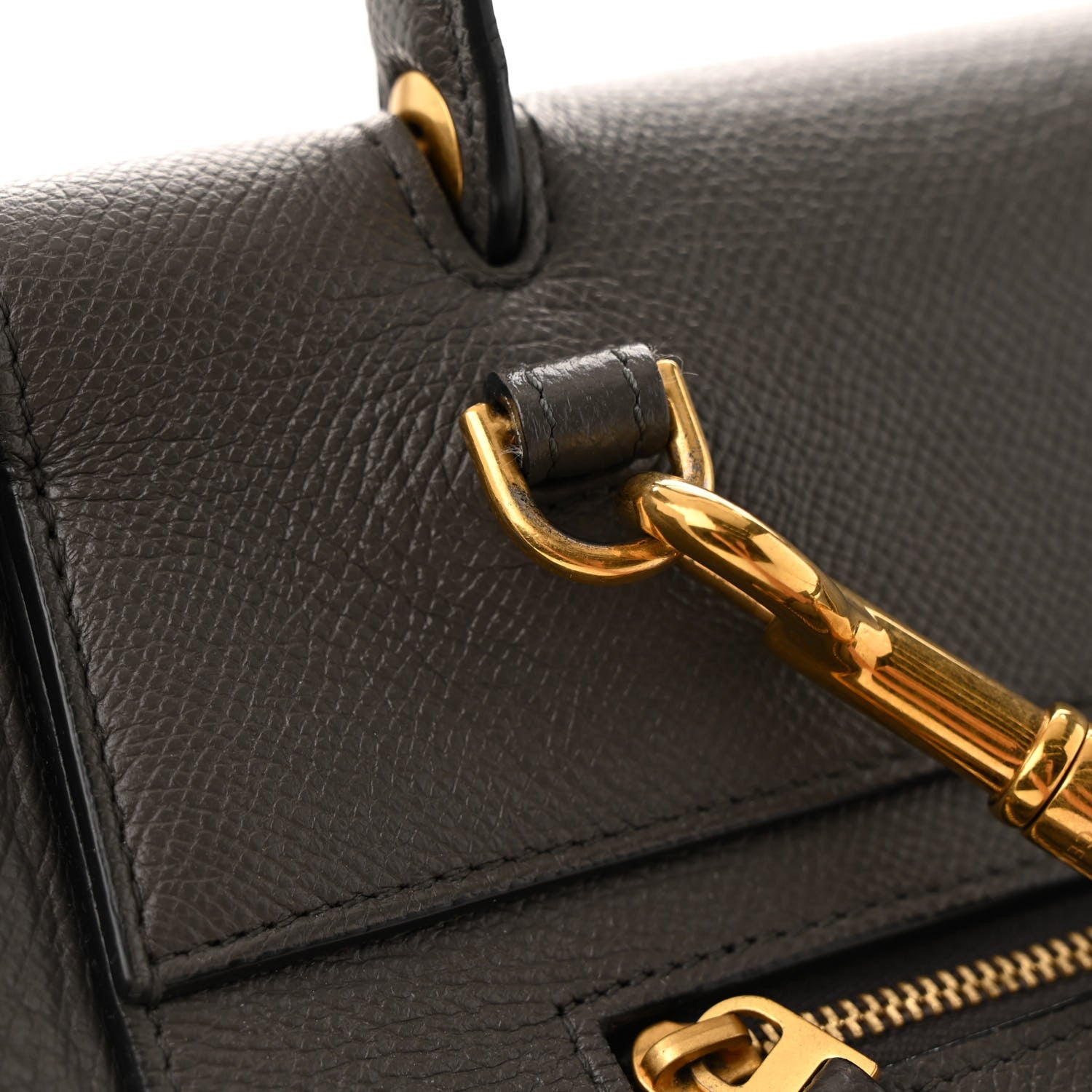 Grained Calfskin Mini Belt Bag Grey