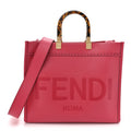 Vitello King Plexiglass Logo Embossed Medium Fendi Sunshine Shopper Tote Lampone