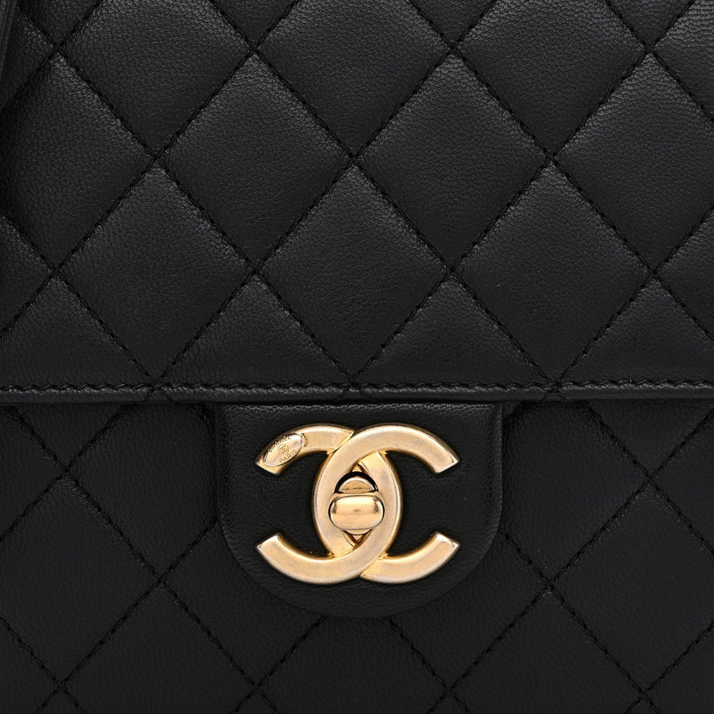 Goatskin Quilted Chic Pearls Flap Black