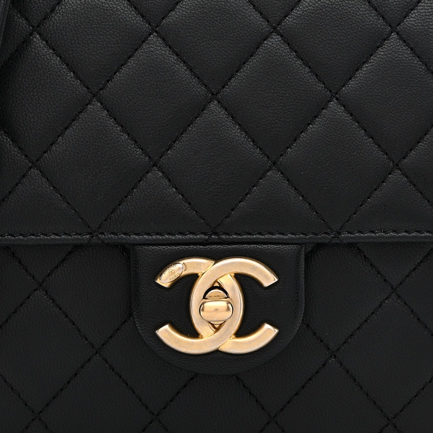 Goatskin Quilted Chic Pearls Flap Black