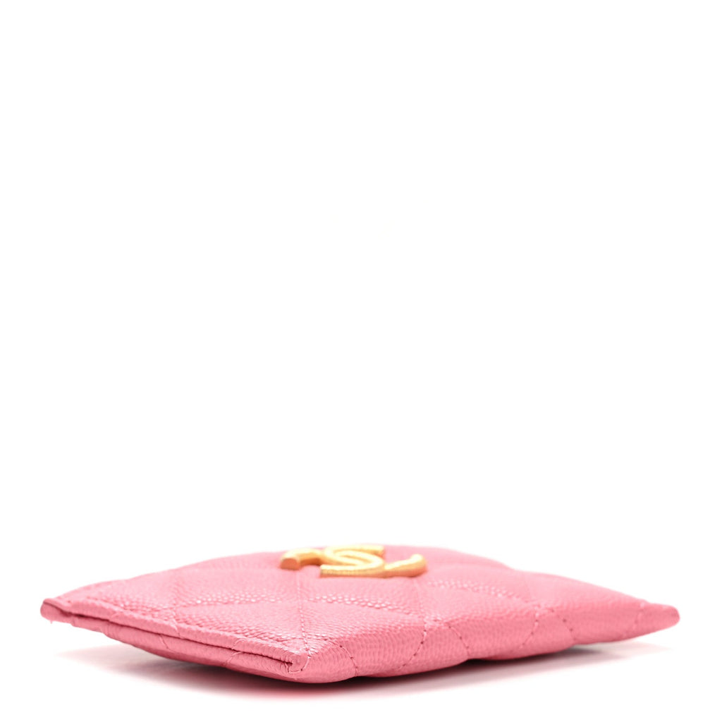 Caviar Quilted Textured CC  Holder Pink
