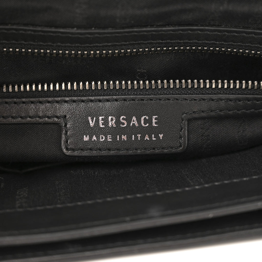 Calfskin Embossed Medusa Messenger Bag Black