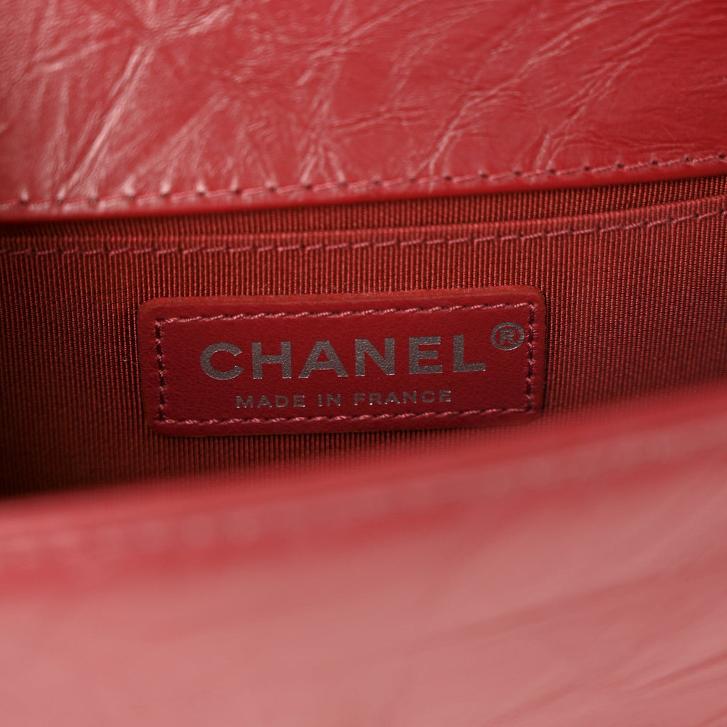 Aged Calfskin Chevron Quilted Small Jacket Boy Flap Red