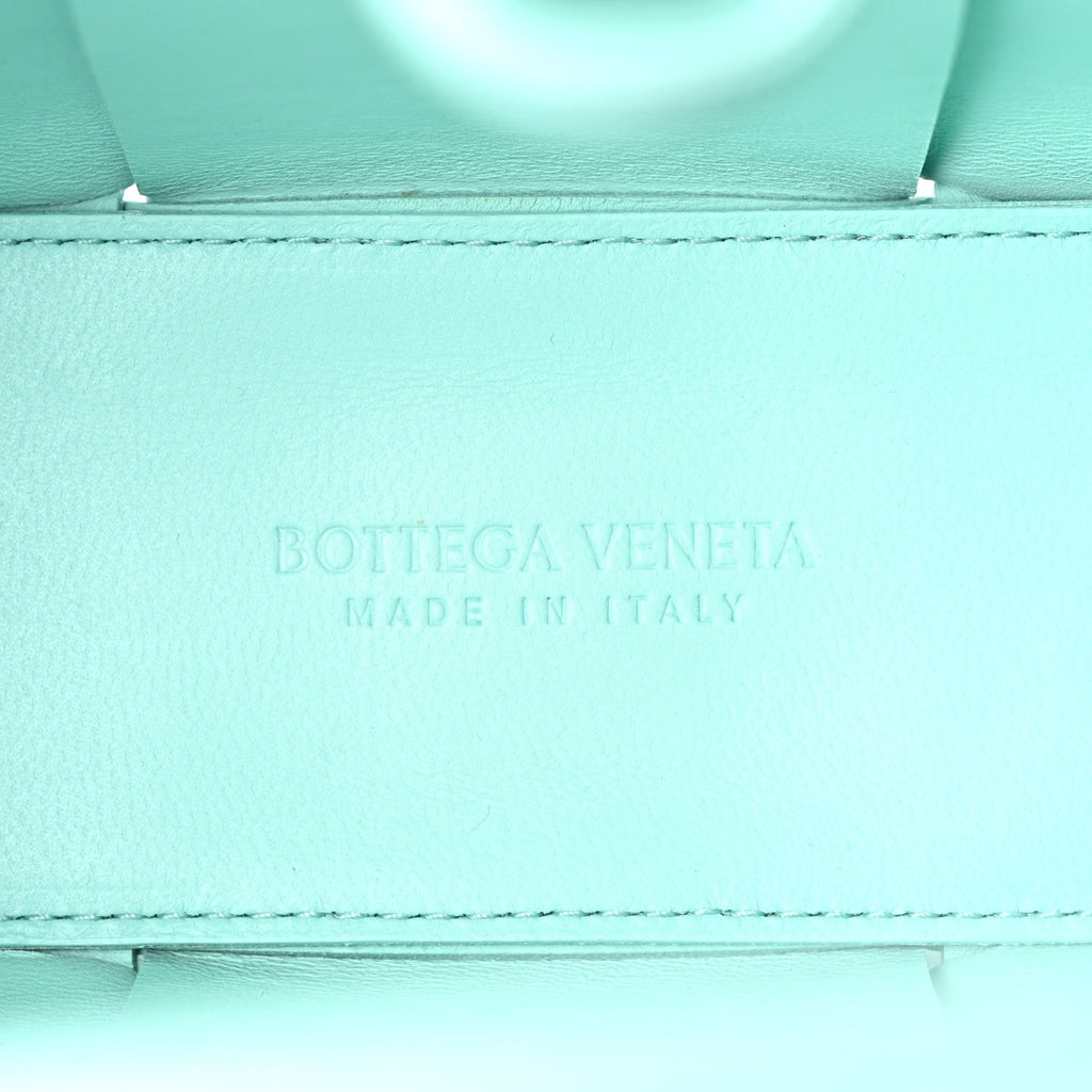 Grained Calfskin Maxi Intrecciato Small Arco Tote Pale Blue