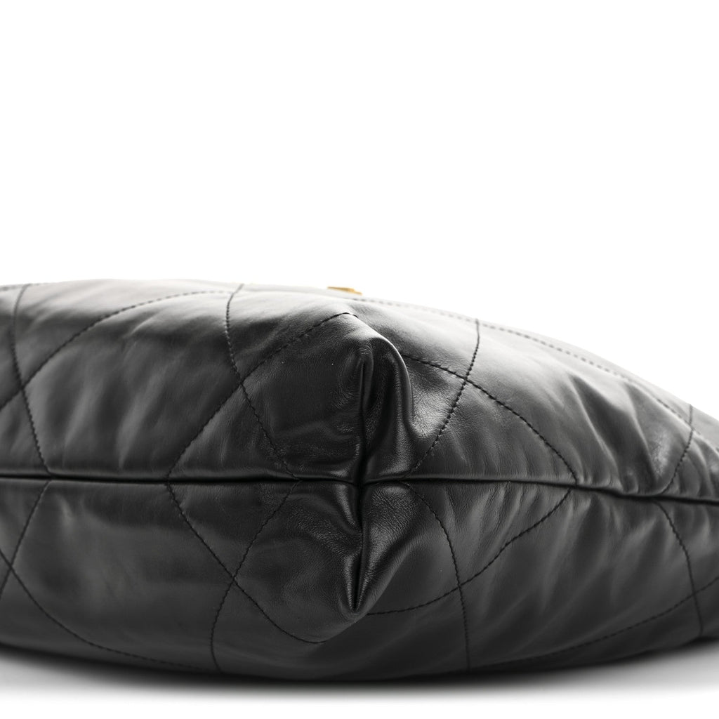 Shiny Calfskin Quilted Small Chanel 22 Black
