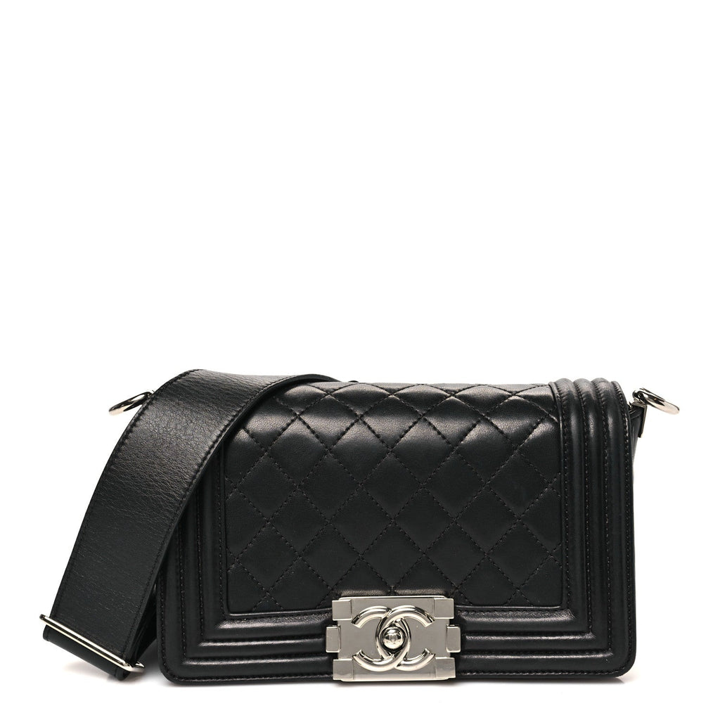 Lambskin Galuchat Stingray Small Boy Crossbody Flap Black