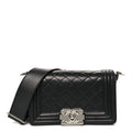 Lambskin Galuchat Stingray Small Boy Crossbody Flap Black