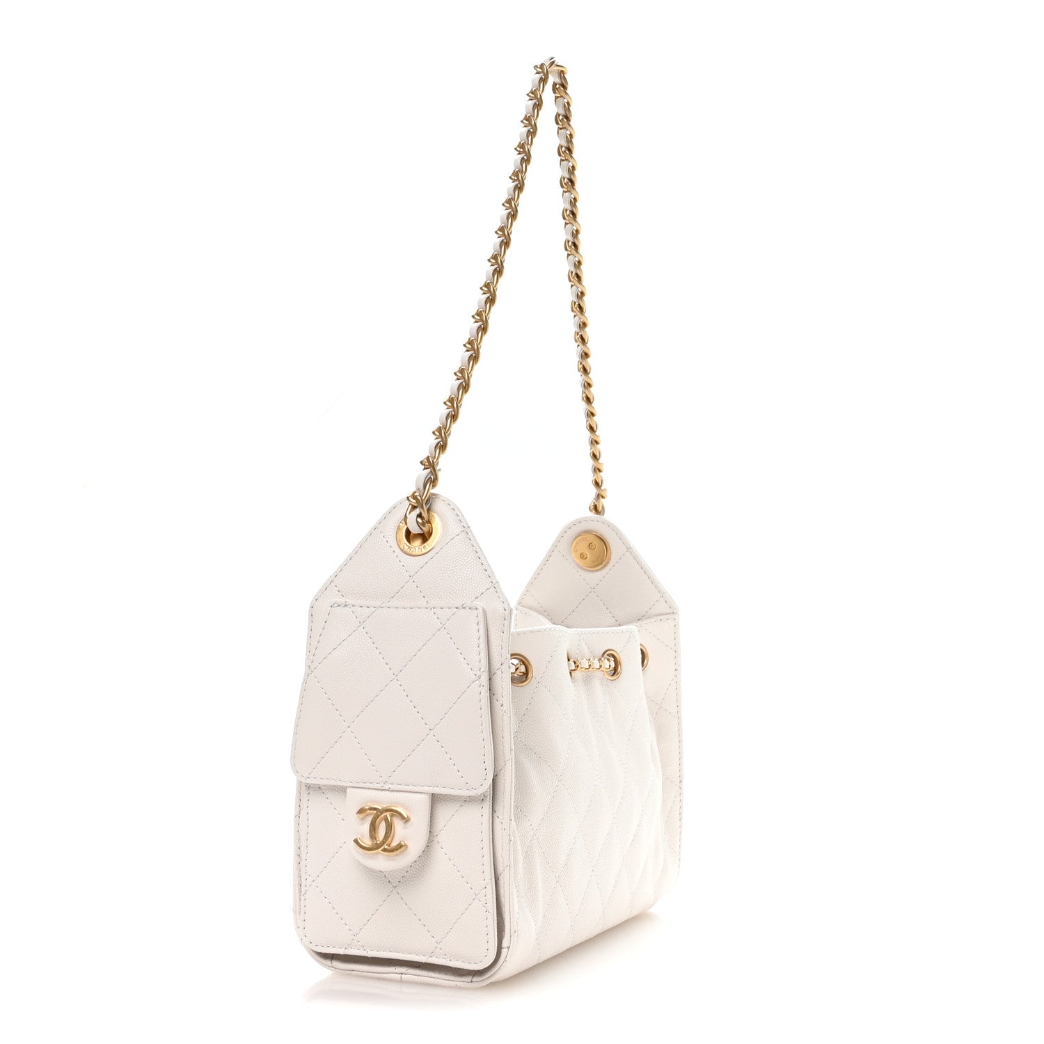 Caviar Quilted Mini Chanel 25 Handbag White