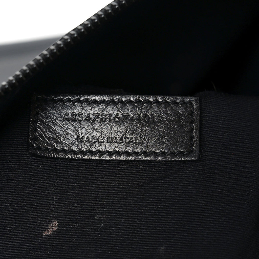 Textured Patent Large Souple Sac De Jour Black