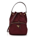 Saffiano Tessuto Nylon Mini Bucket Crossbody Bag Granato