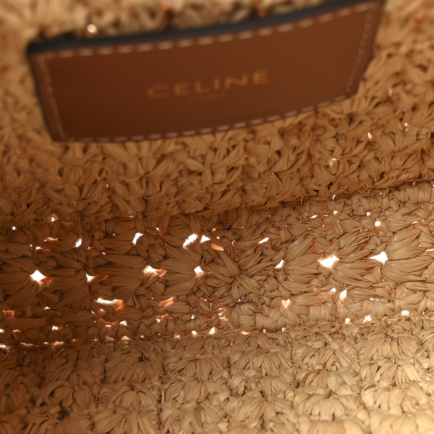 Raffia Calfskin Triomphe Panier Hobo Bag Natural Tan