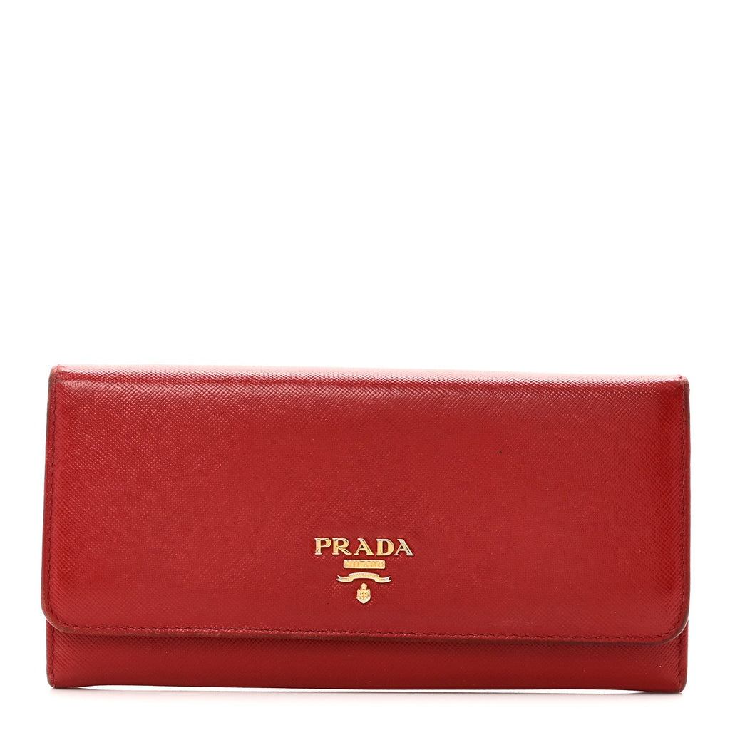 Saffiano Metal Continental Flap Wallet Fuoco