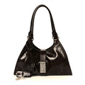 Glossy Calfskin Medium Tote Bag Dark Brown