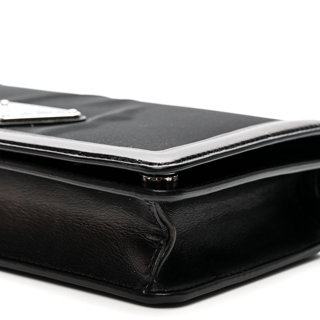 Nylon Metallic Calfskin Mini Crossbody Bag Black
