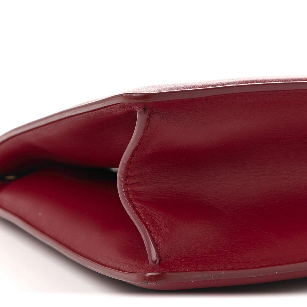 Patina Box Calfskin Medium Clasp Bag Scarlet
