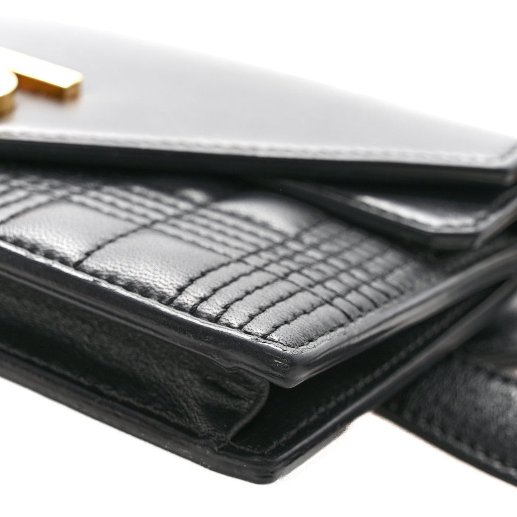 Smooth Calfskin Quilted Check TB Envelope Belt Bag Black